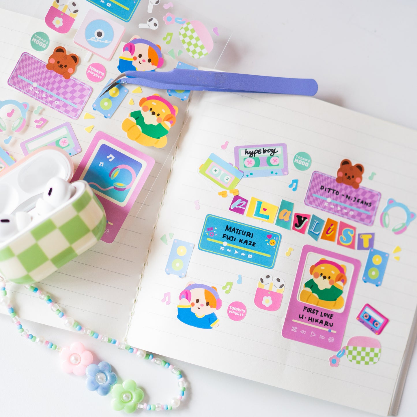 Music Lover and Playlist Deco Journal Sticker Sheet