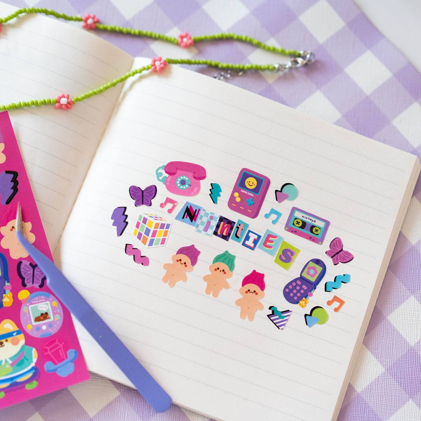 Retro 90s Aesthetics Journal Sticker Sheet