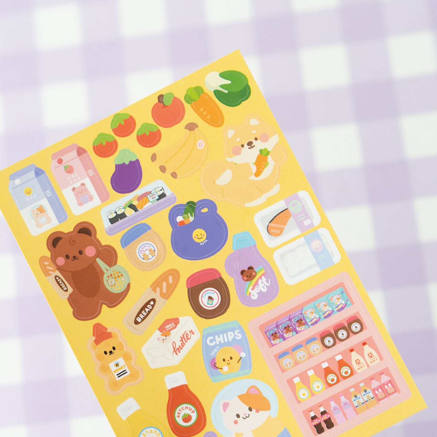 Grocery Shopping at Supermarket Journal Sticker Sheet