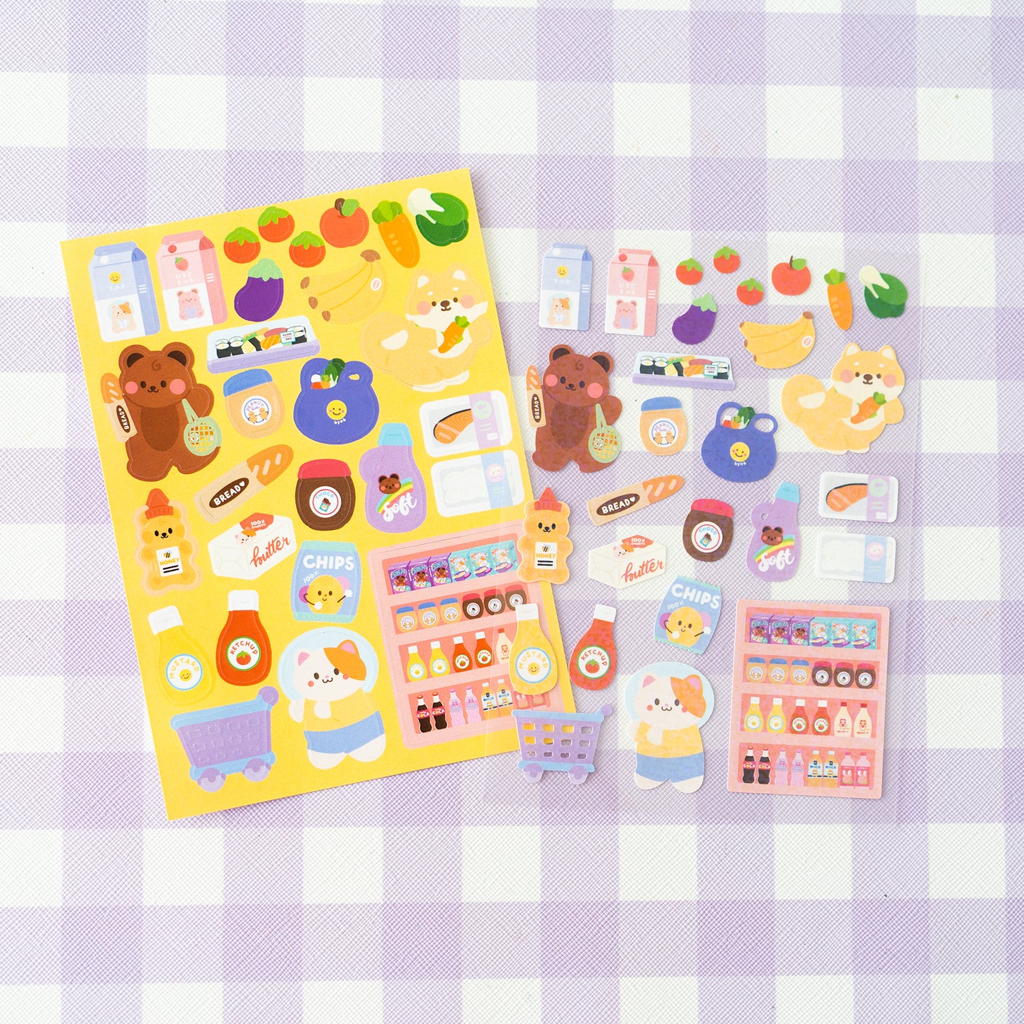 Grocery Shopping at Supermarket Journal Sticker Sheet
