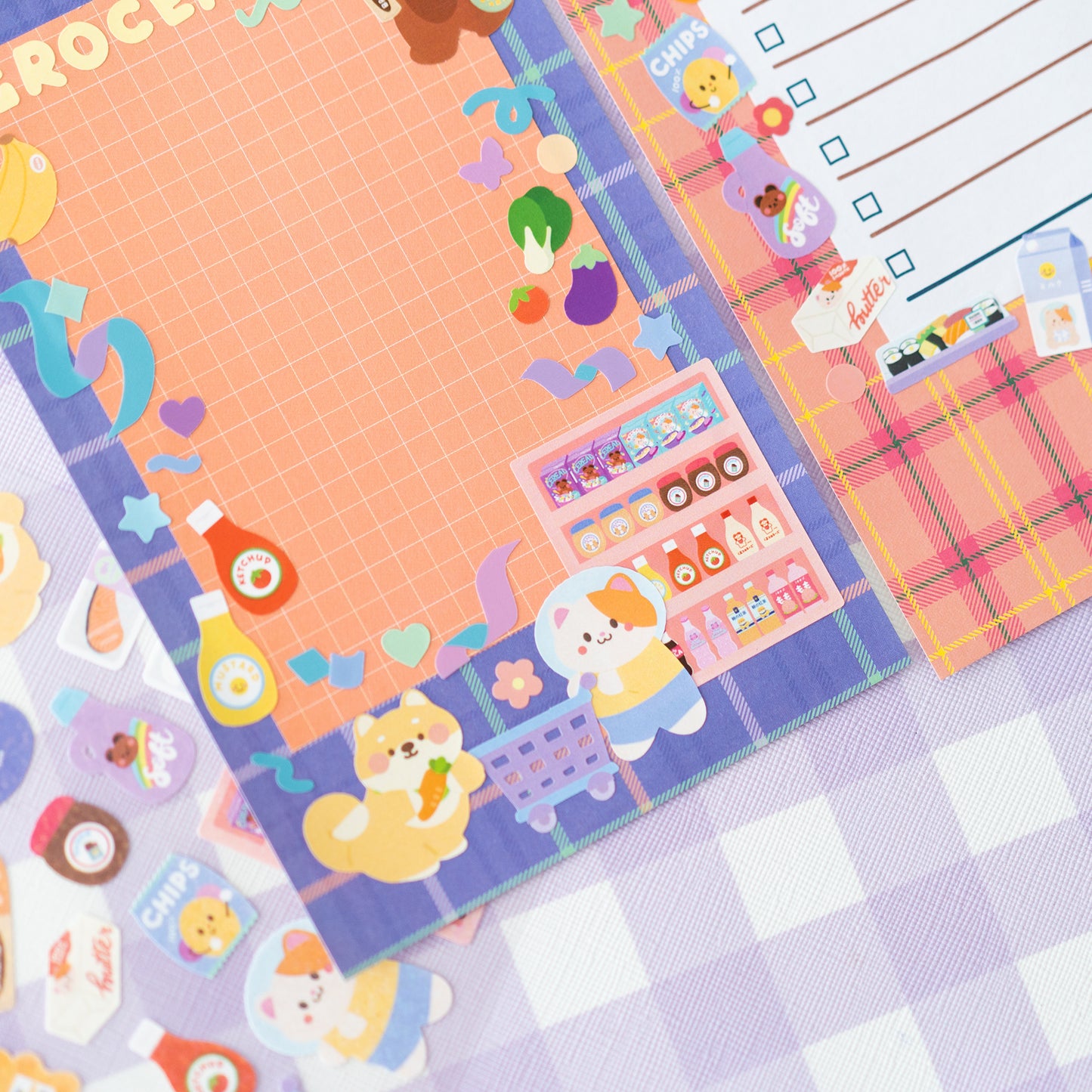 Grocery Shopping at Supermarket Journal Sticker Sheet