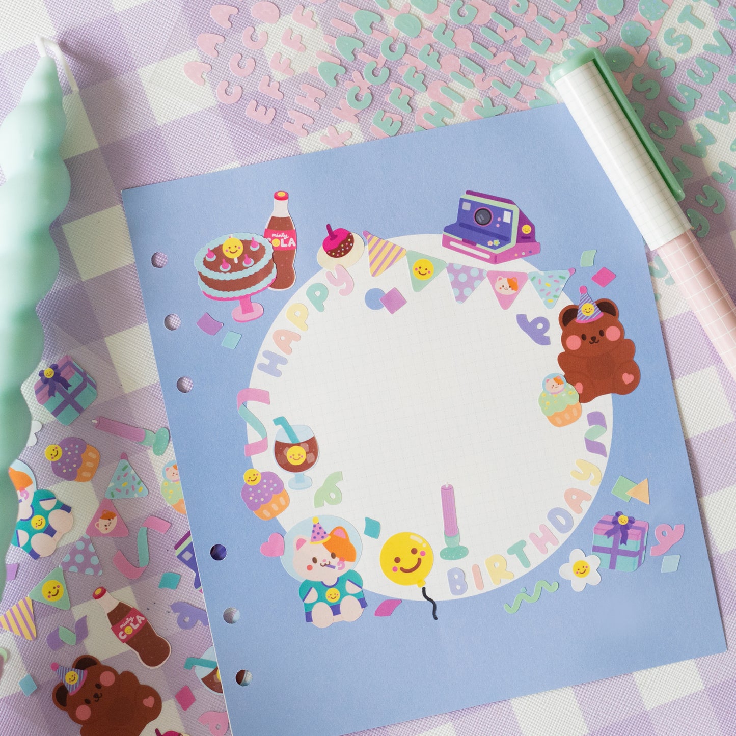 Smiley Birthday Party Journal Sticker Sheet