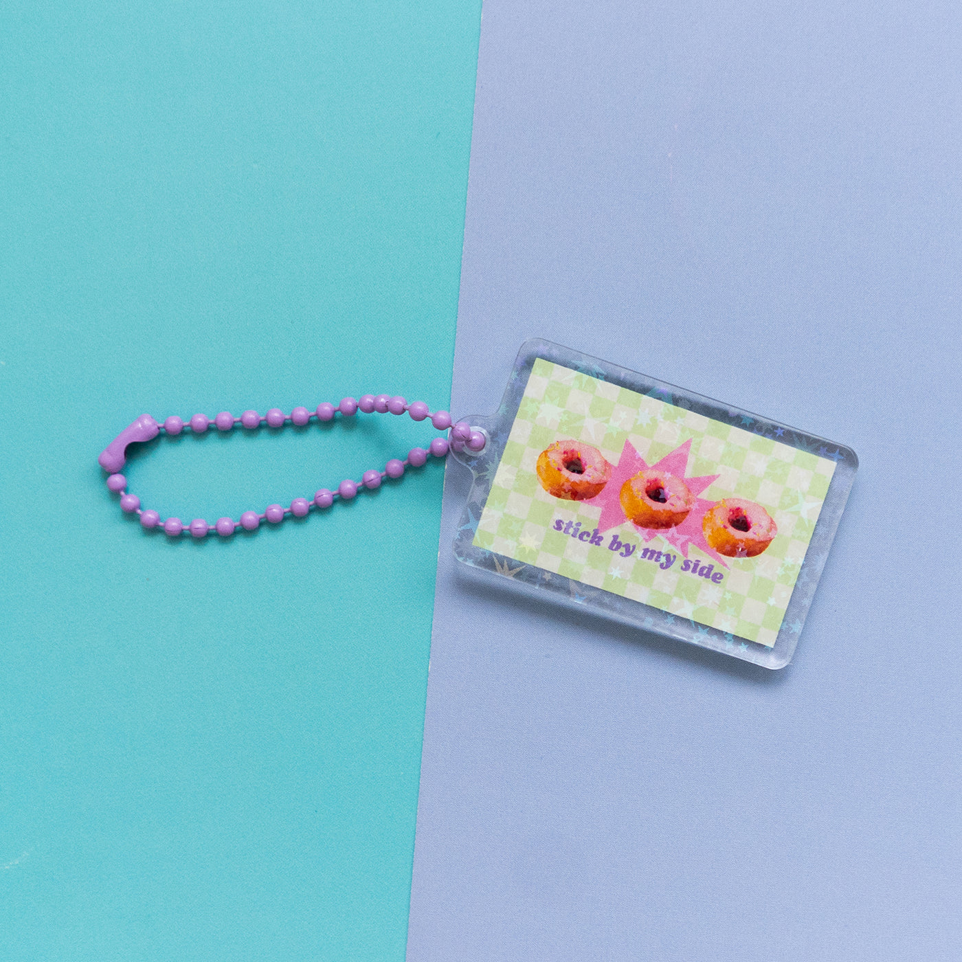 Y2K Rectangles Acrylic Holographic Sparkle Keyring Keychain