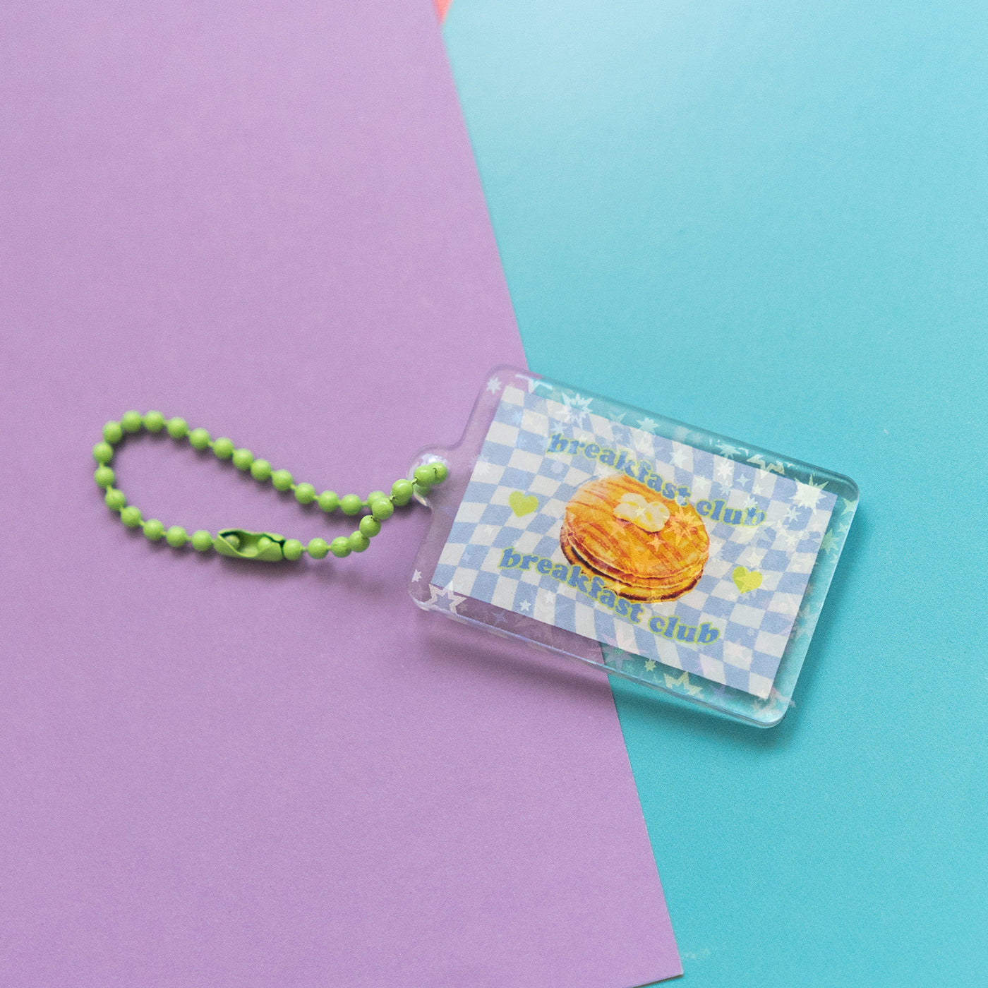 Y2K Rectangles Acrylic Holographic Sparkle Keyring Keychain