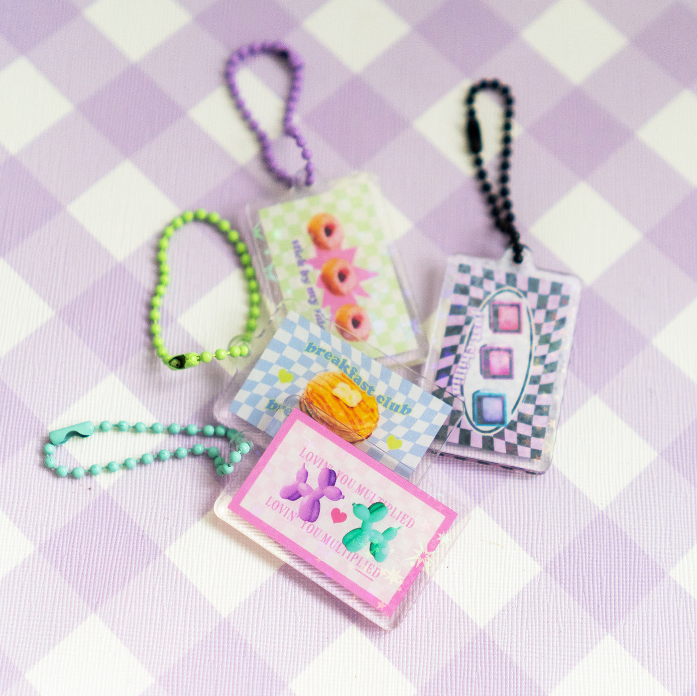 Y2K Rectangles Acrylic Holographic Sparkle Keyring Keychain