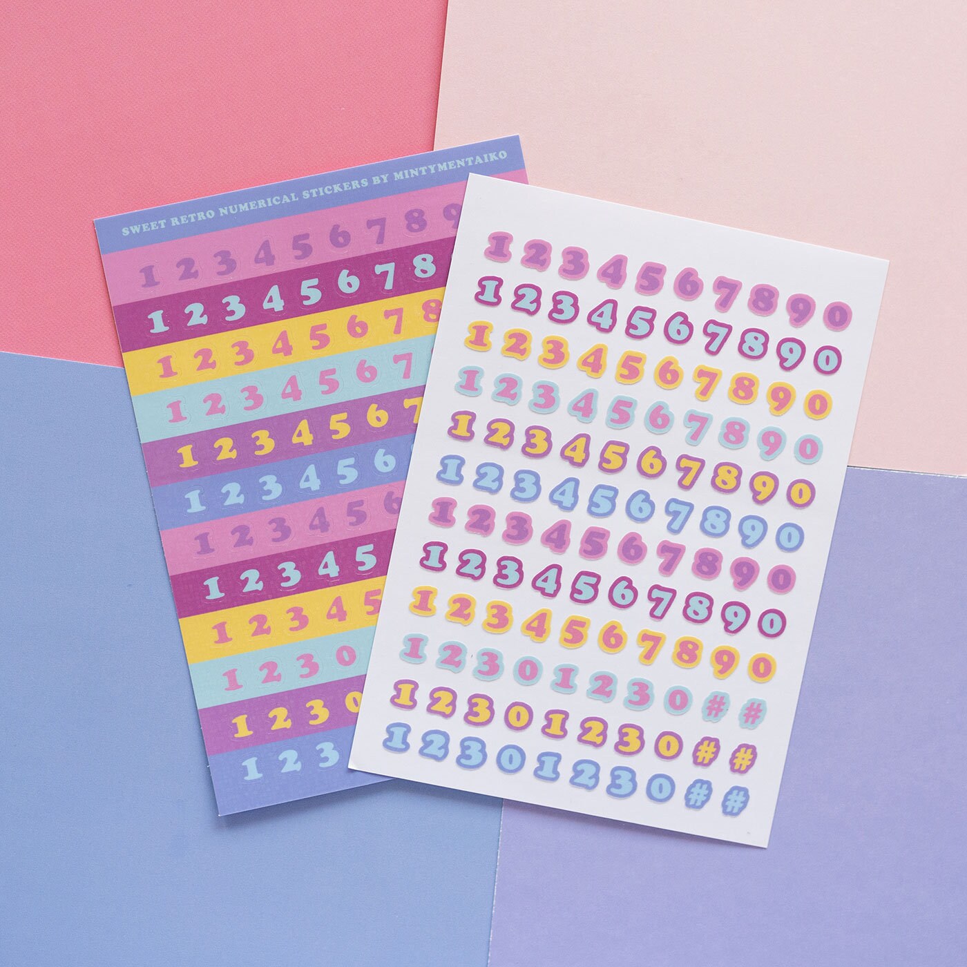 Sweet Retro Pastel Alphabet and Number Holographic Confetti Journal Sticker Sheet