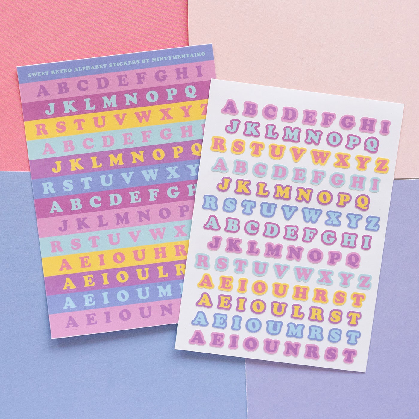 Sweet Retro Pastel Alphabet and Number Holographic Confetti Journal Sticker Sheet