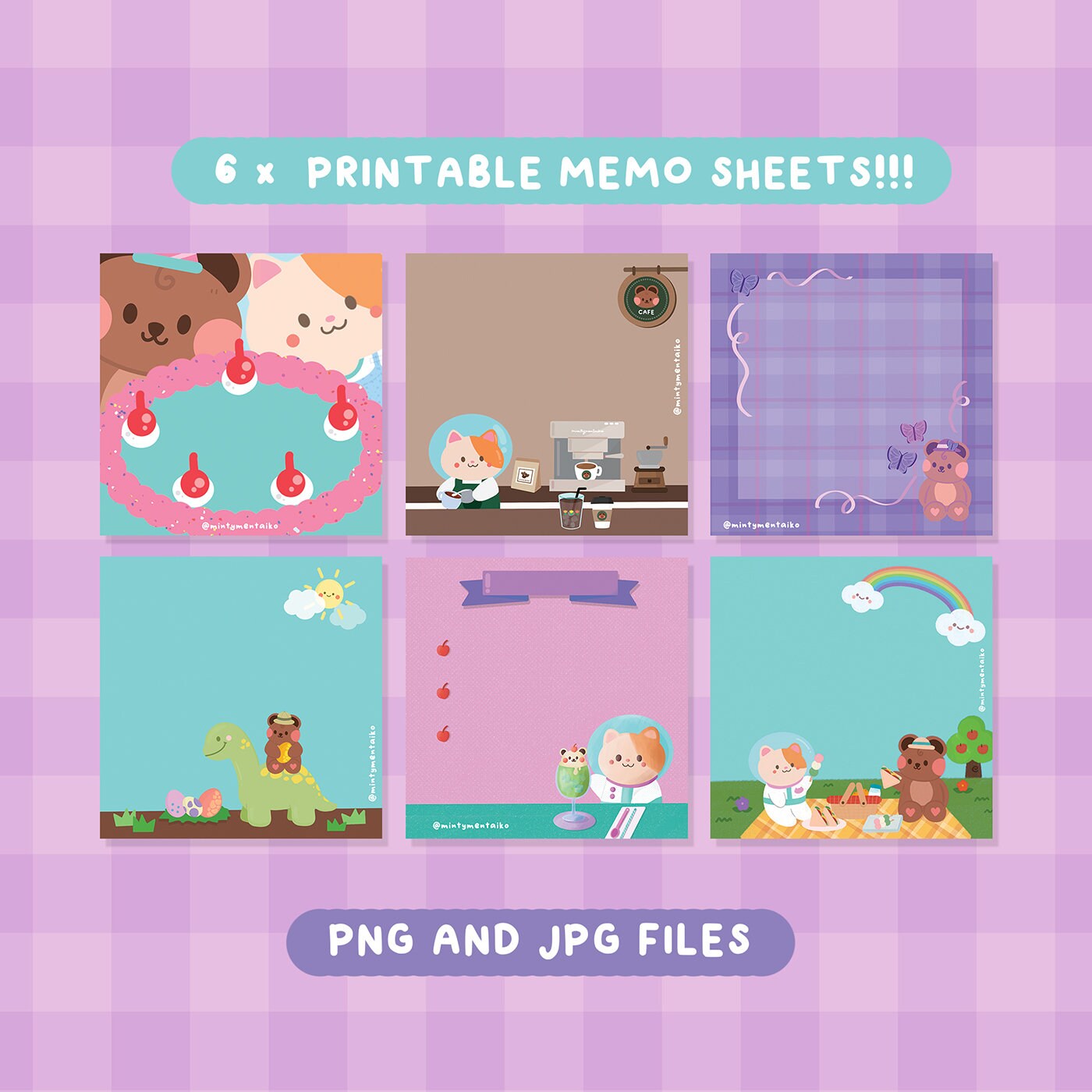 6 x Printable Square Memo / GoodNotes stickers / Digital Download / Planner Notes