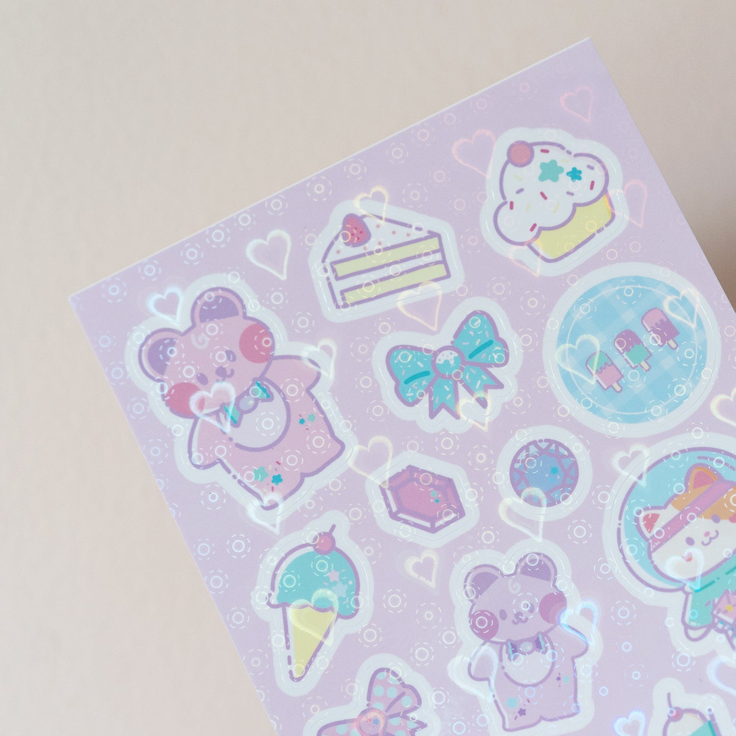 Pastel Retro Pop Holographic Sparkle Journal Sticker Sheet
