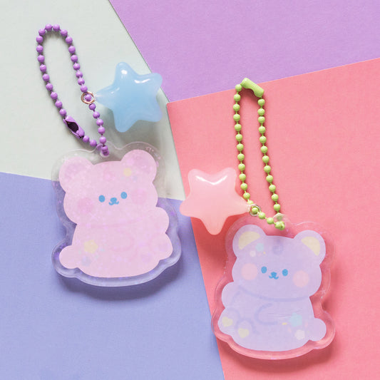 Cotton Candy Darekuma with Star Candy Charm Keyring Keychain
