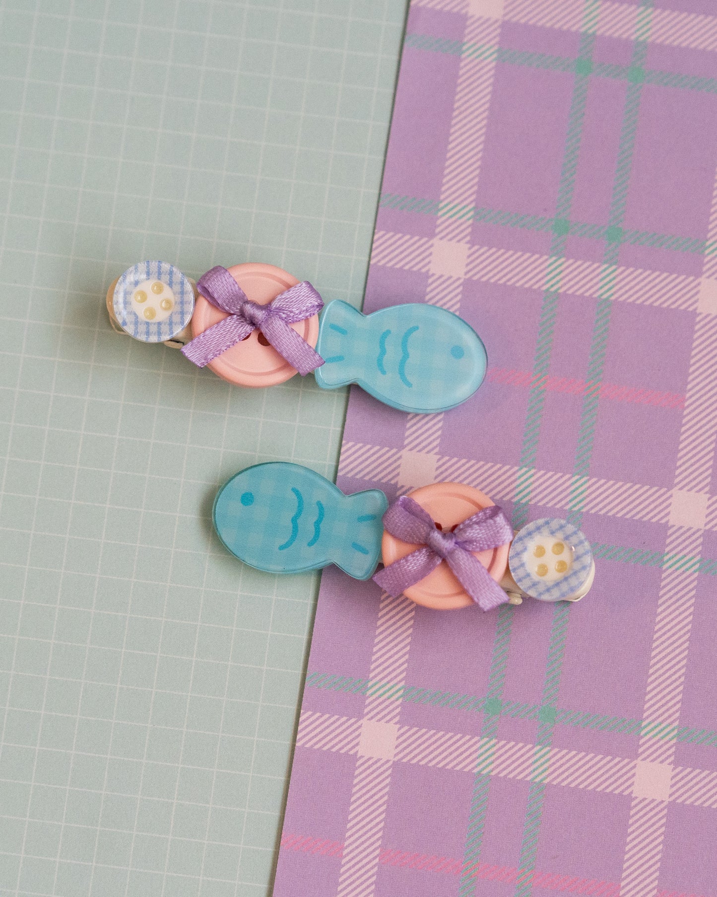 *new* Whimsy Fish & Buttons Hair Clips