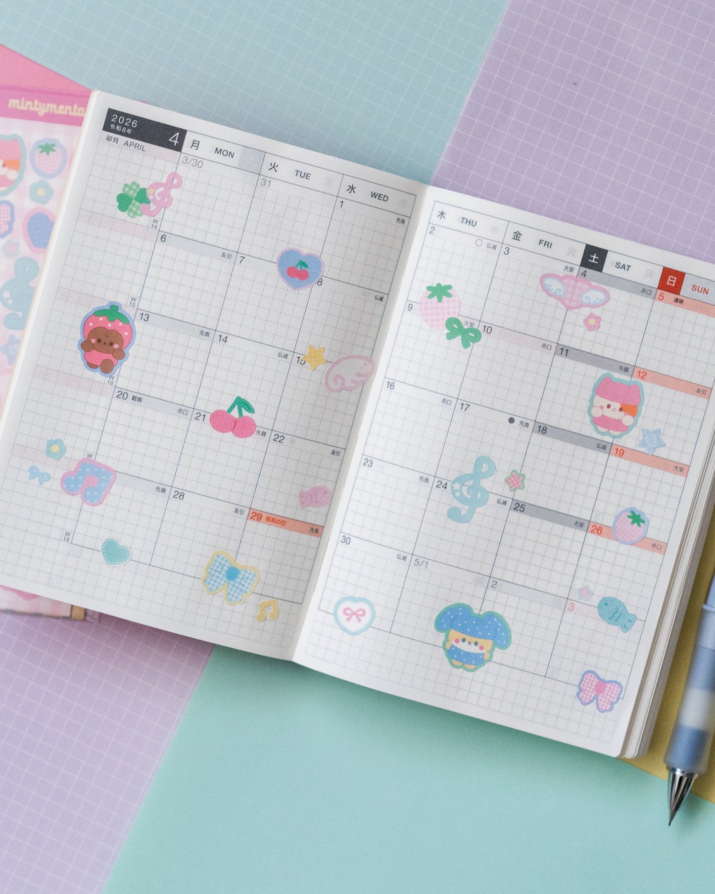 *new* Pastel Heisei Retro Motifs Journal Sticker Sheet