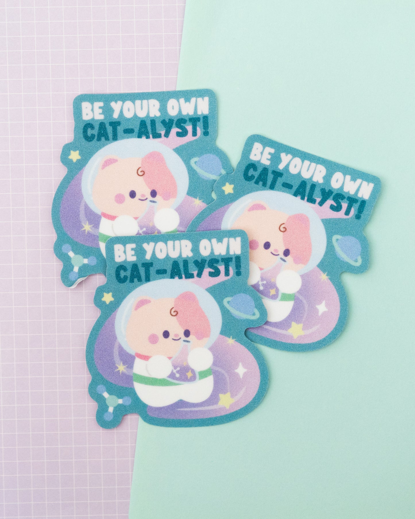 *new* Be Your Own Cat-alyst Space Nyan Frosted Finish Die-Cut Sticker