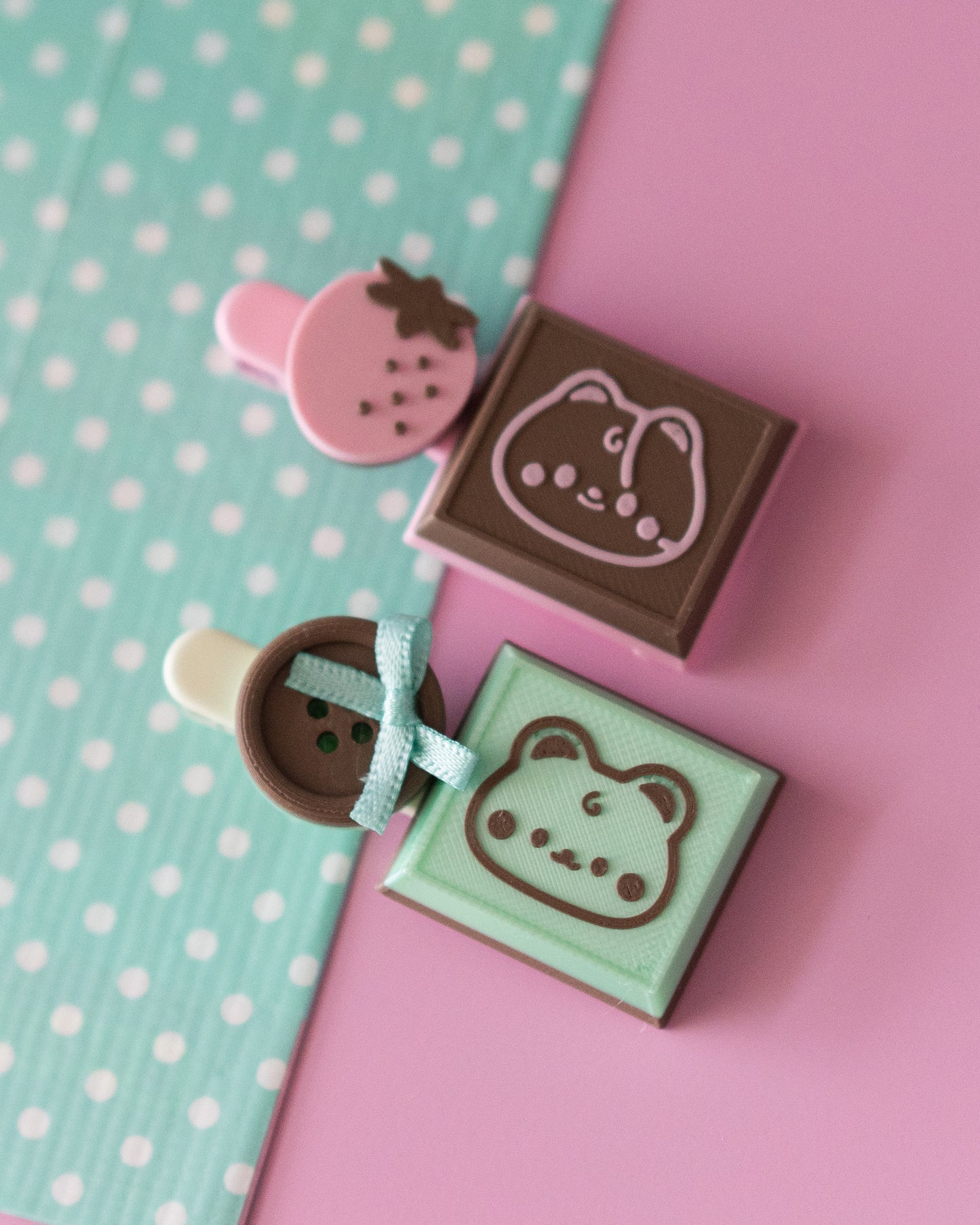 *new* Mint and Strawberry Choco Hair Clips