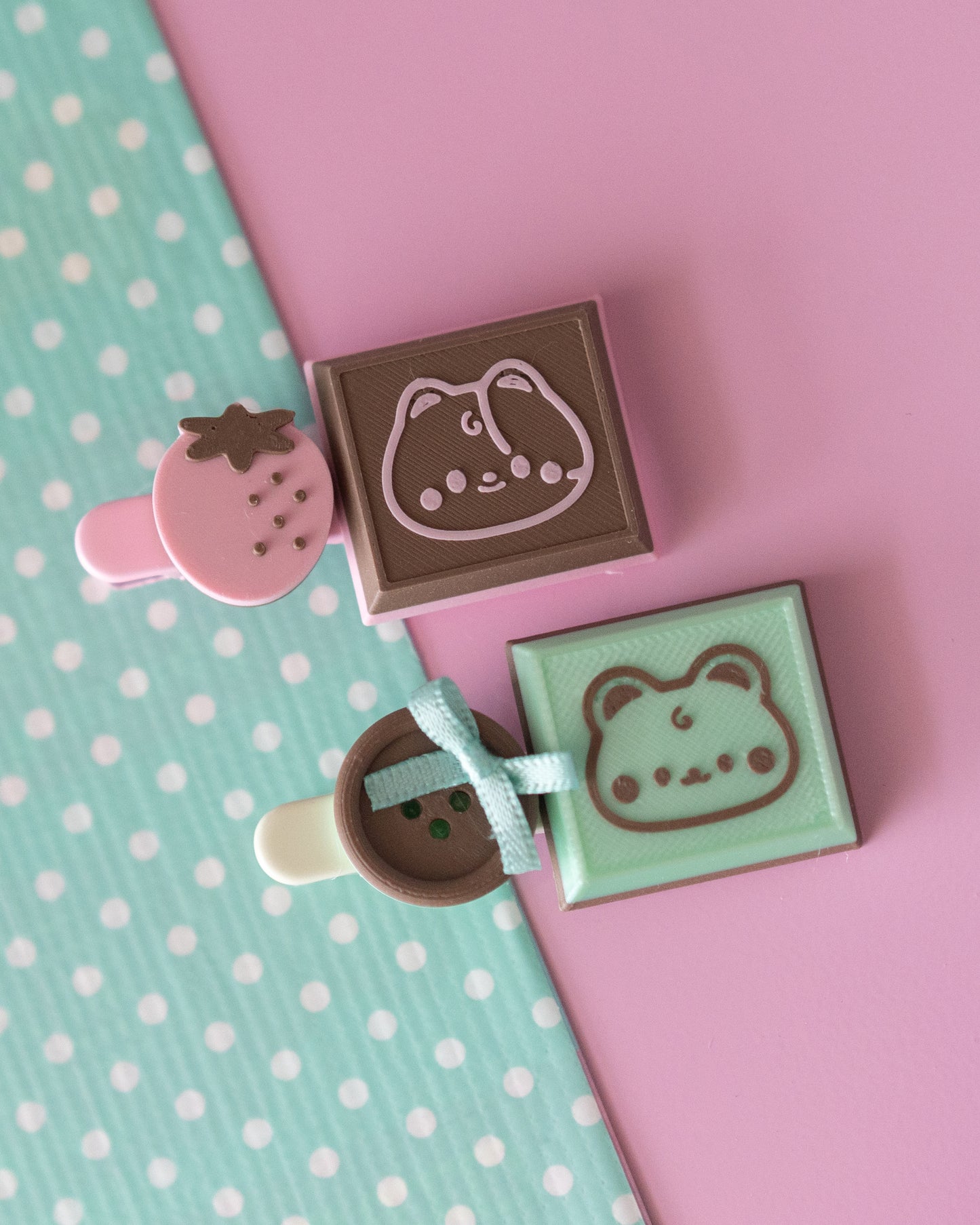 *new* Mint and Strawberry Choco Hair Clips