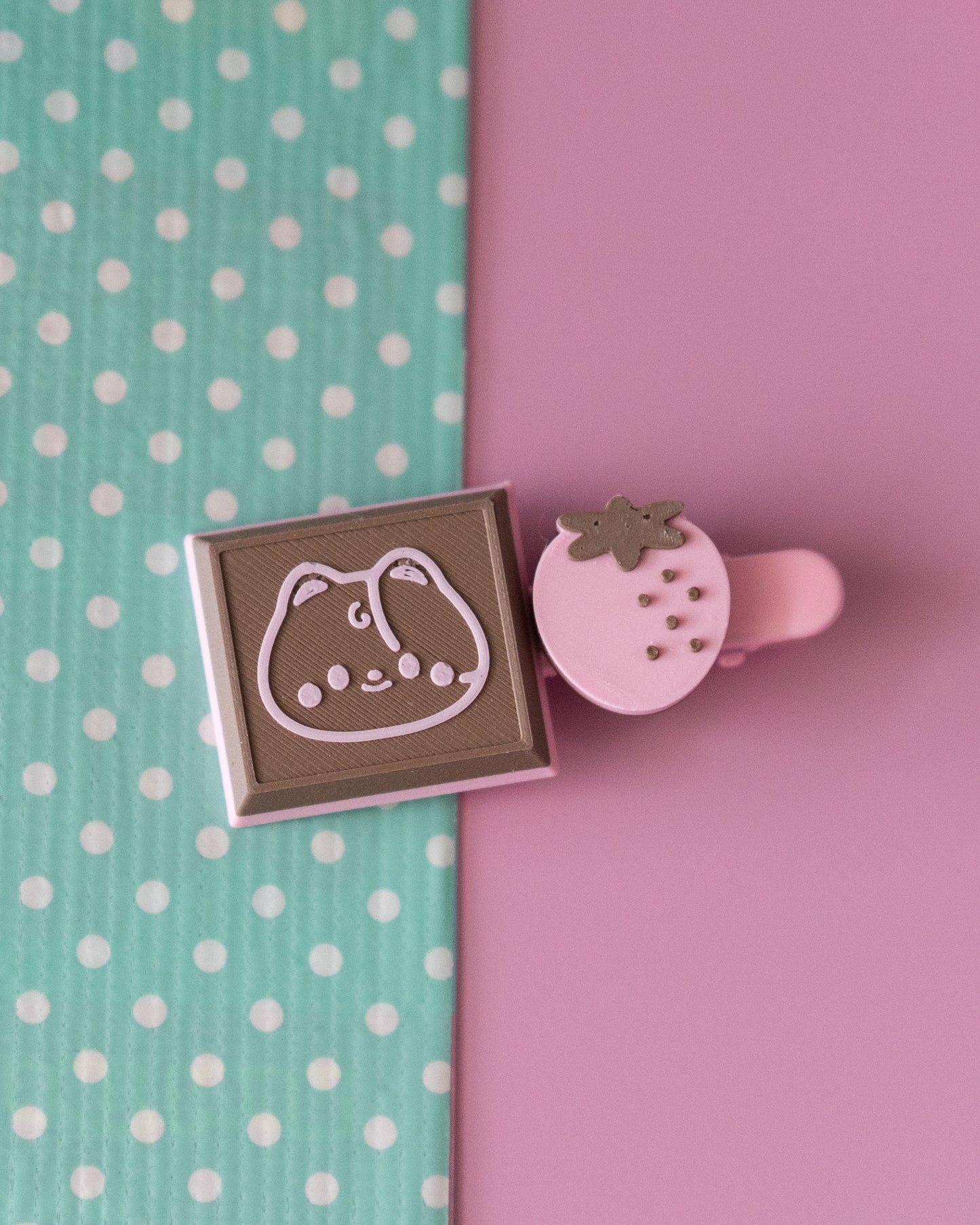 *new* Mint and Strawberry Choco Hair Clips