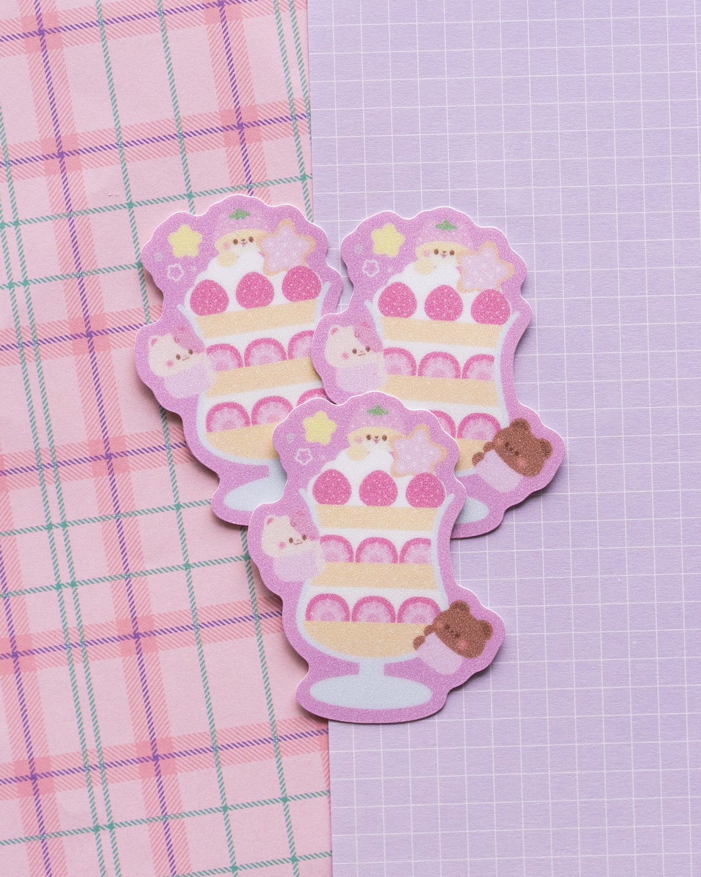 *new* Strawberry Parfait Frosted Finish Die-Cut Sticker