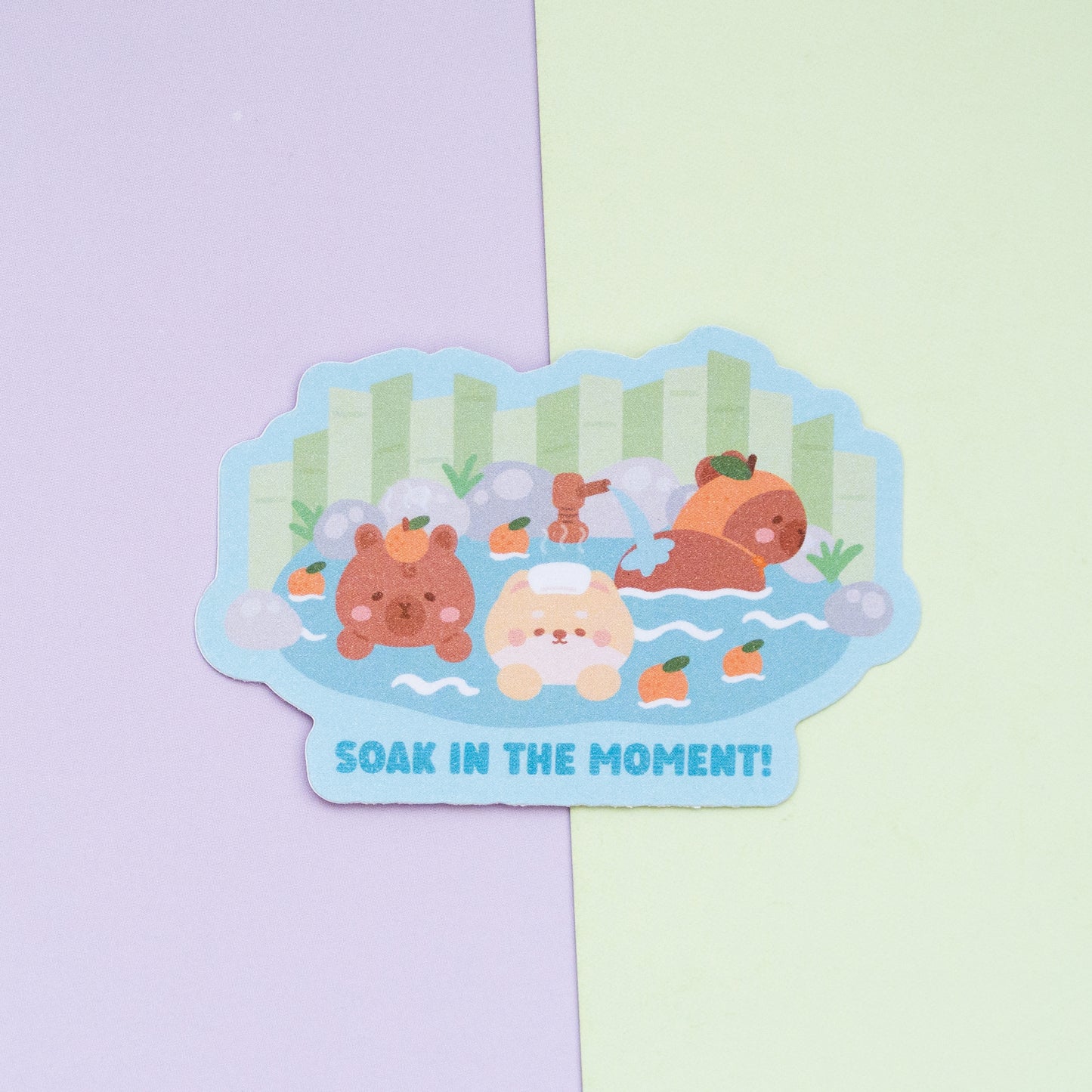 *new* Capybara Soak In The Moment Frosted Finish Die-Cut Sticker