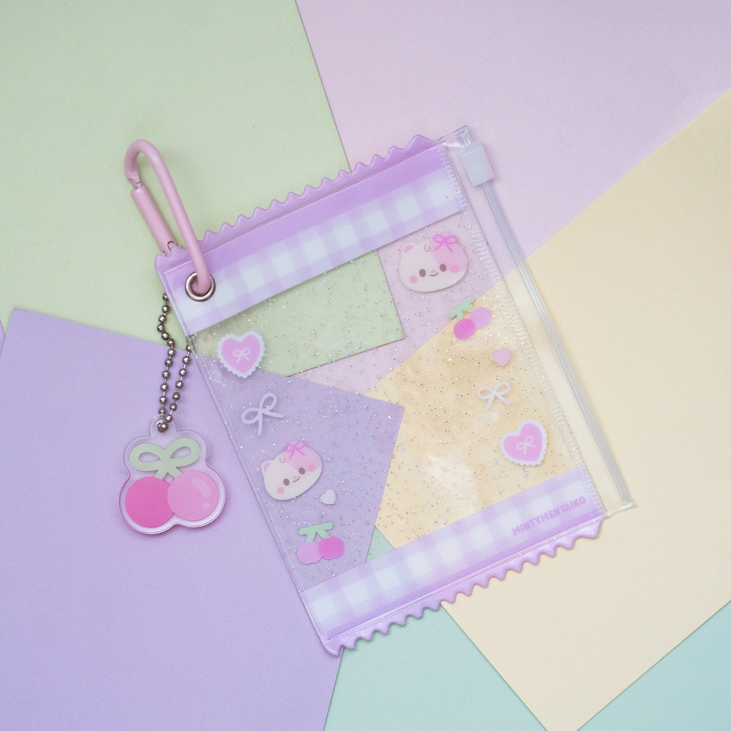 PVC Trinket Pouch and Card Holder - Cherry and Pudding