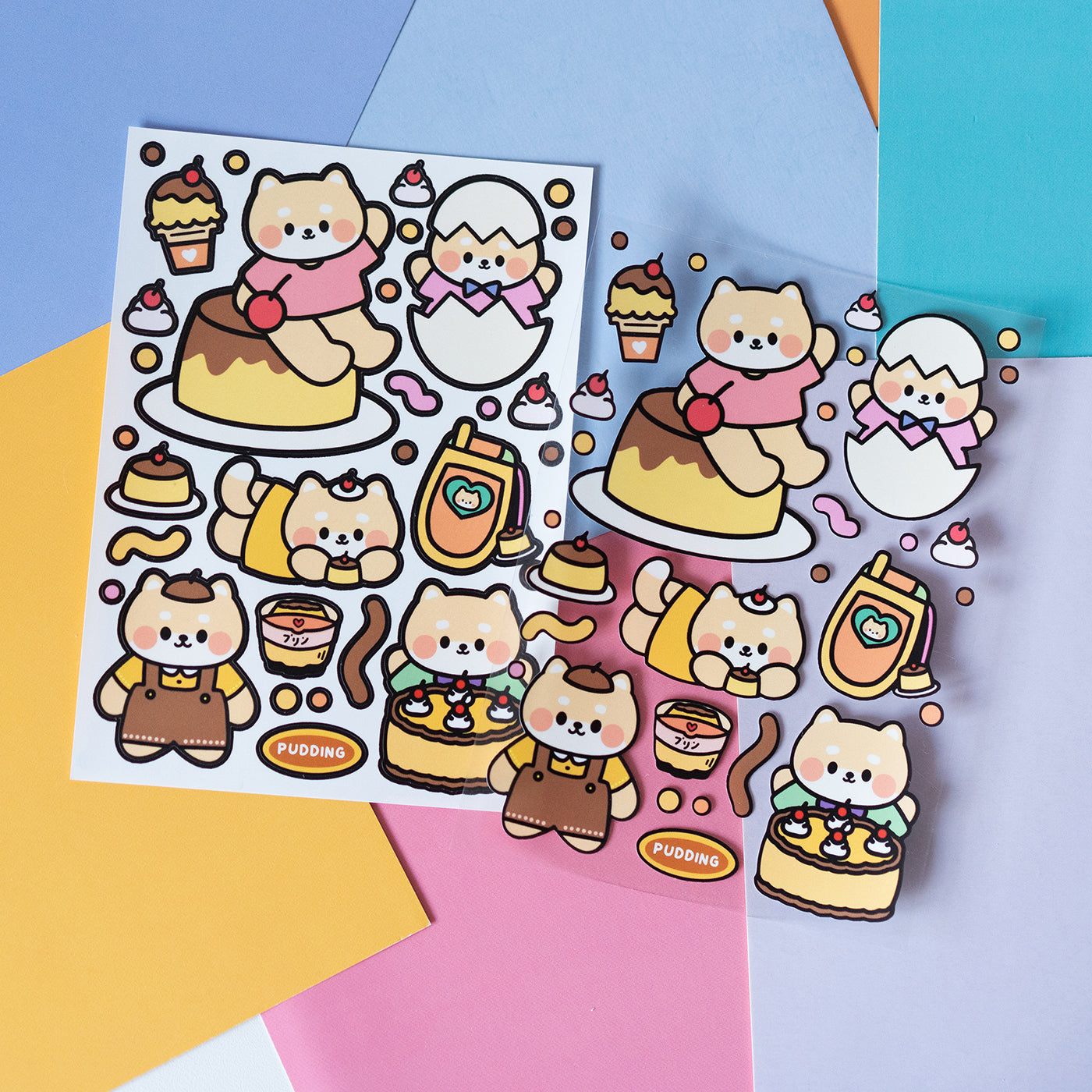 Outlined Tadashiba and Pudding Matte Journal Sticker Sheet