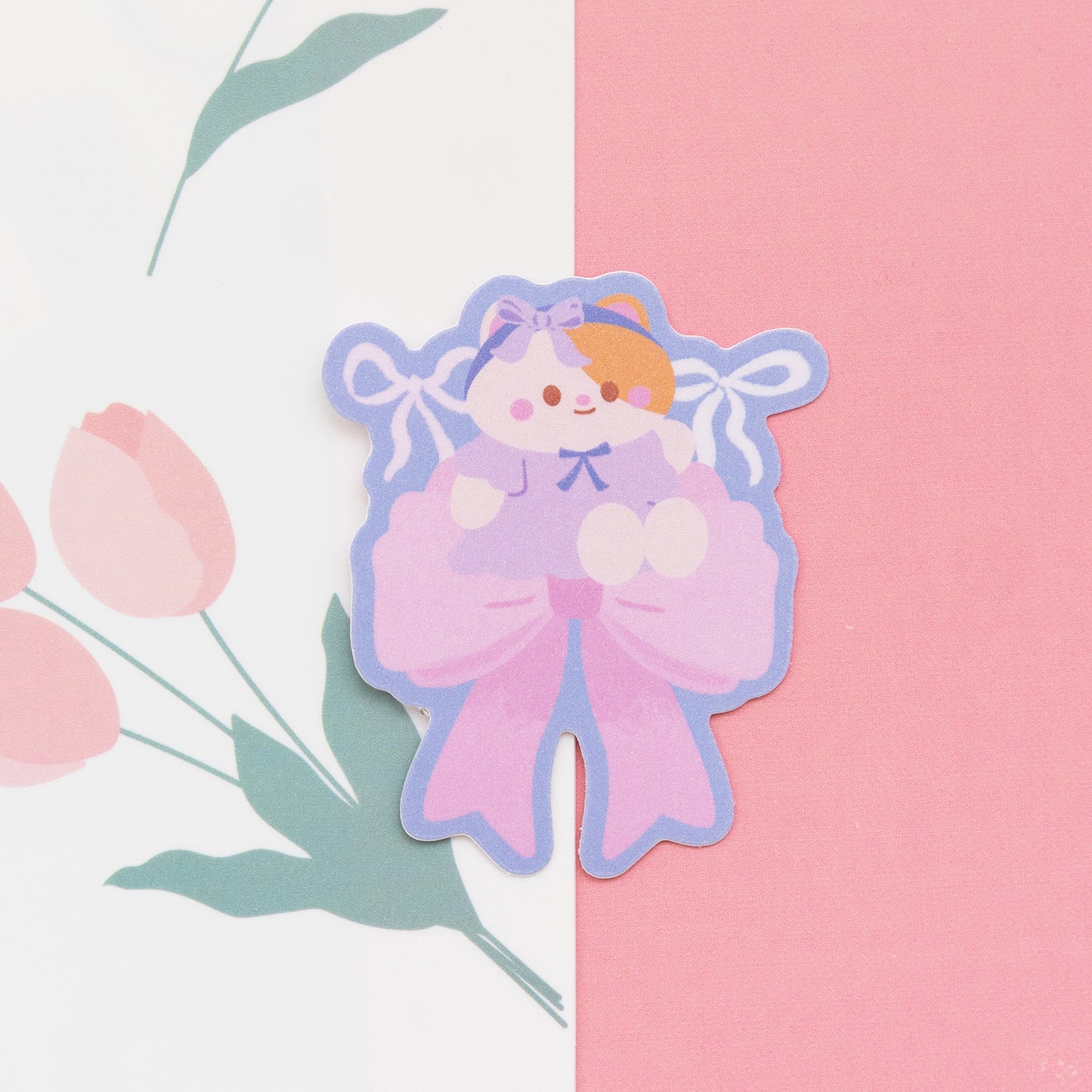 Coquette Lady Space Nyan Frosted Finish Die-Cut Sticker