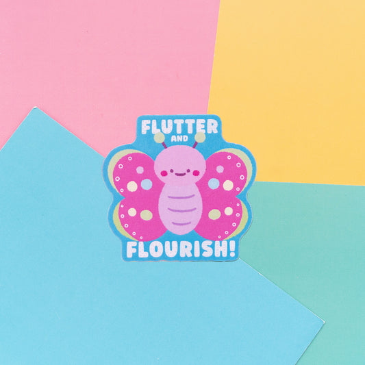 Flutter and Flourish Frosted Finish Die-Cut Sticker