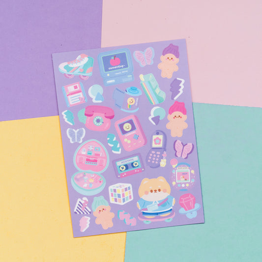 Retro 90s Aesthetics Journal Sticker Sheet