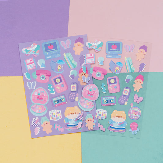 Retro 90s Aesthetics Journal Sticker Sheet