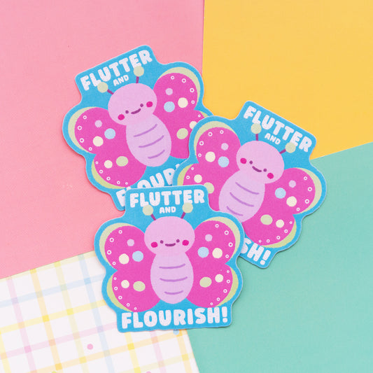 Flutter and Flourish Frosted Finish Die-Cut Sticker