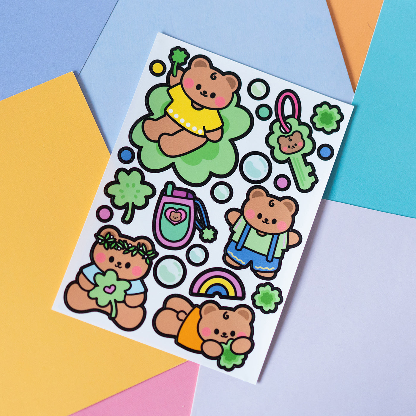 Outlined Darekuma and Clover Matte Journal Sticker Sheet