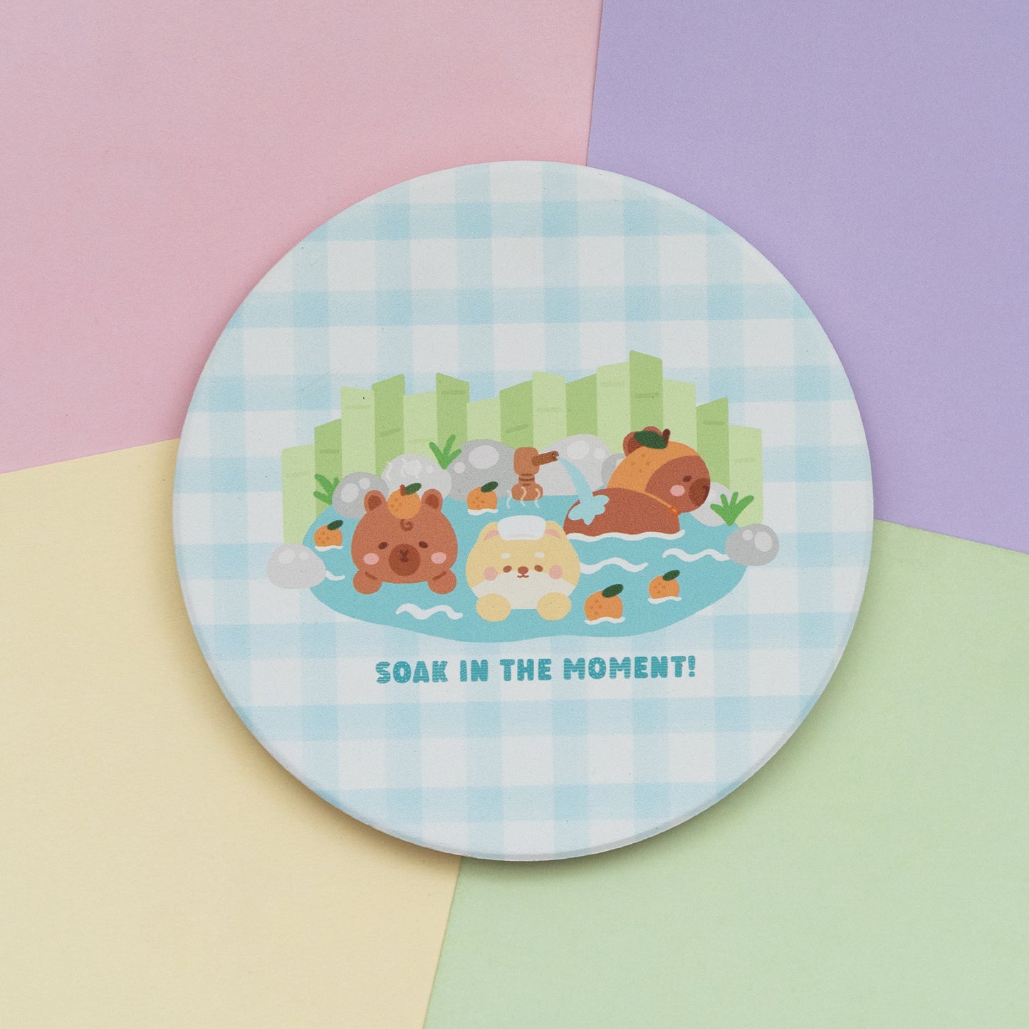 Soak in the moment - Capybara Onsen Ceramic Coaster