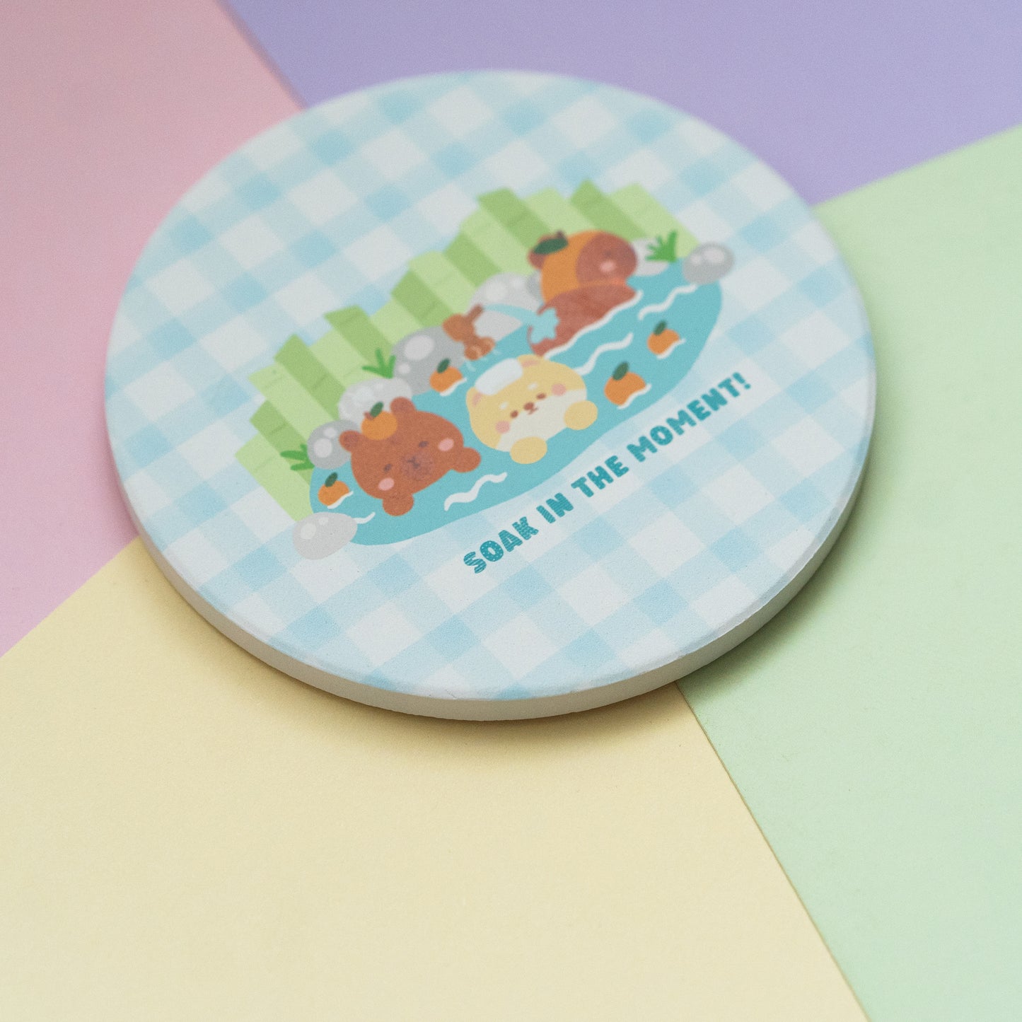 Soak in the moment - Capybara Onsen Ceramic Coaster