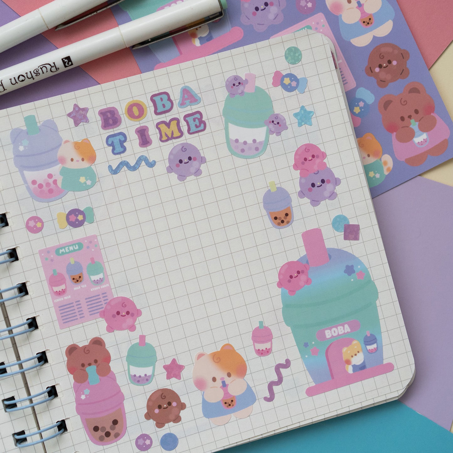 Boba Tea Lover Journal Sticker Sheet