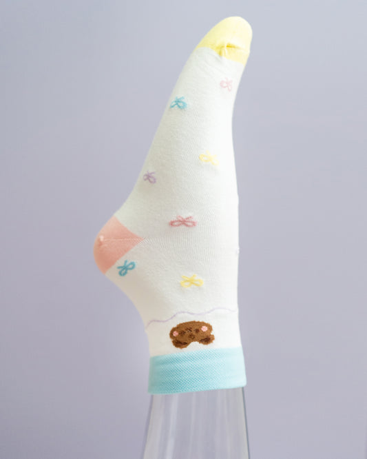 *new* Mismatched Colourful Bows Crew Socks