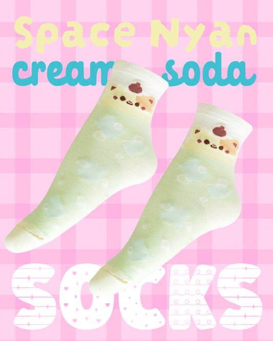 *new* Space Nyan Cream Soda Crew Socks