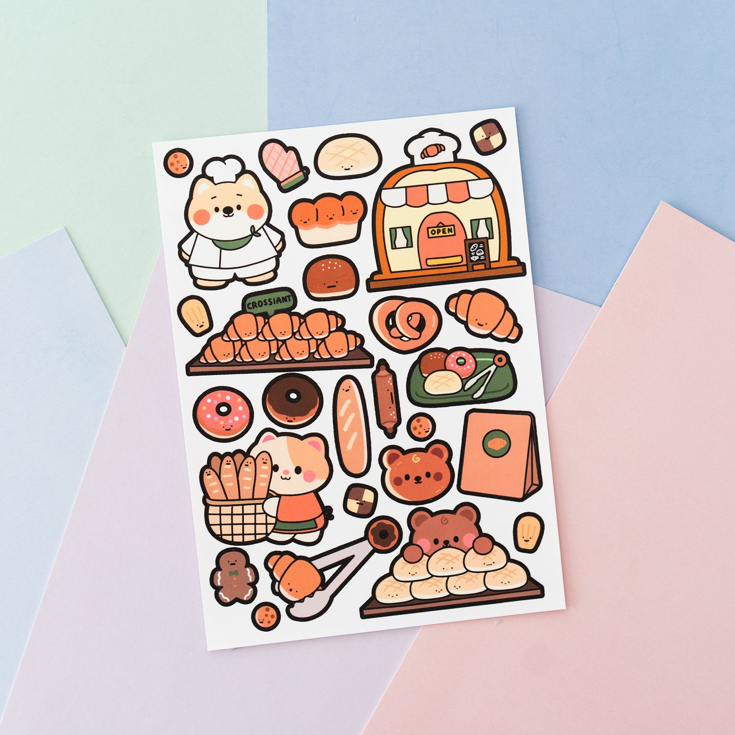 Outlined Cottage Core Bakery Matte Journal Sticker Sheet
