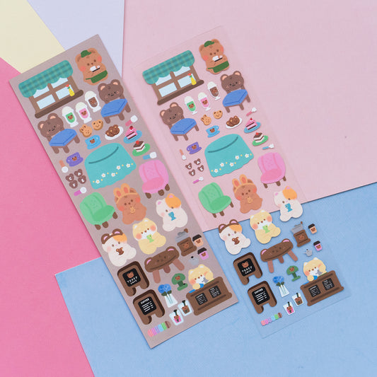 *new* Mini Teddy Cafe Journal Sticker Sheet