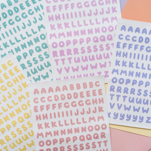 Pastel Alphabet Sticker Sheet Set