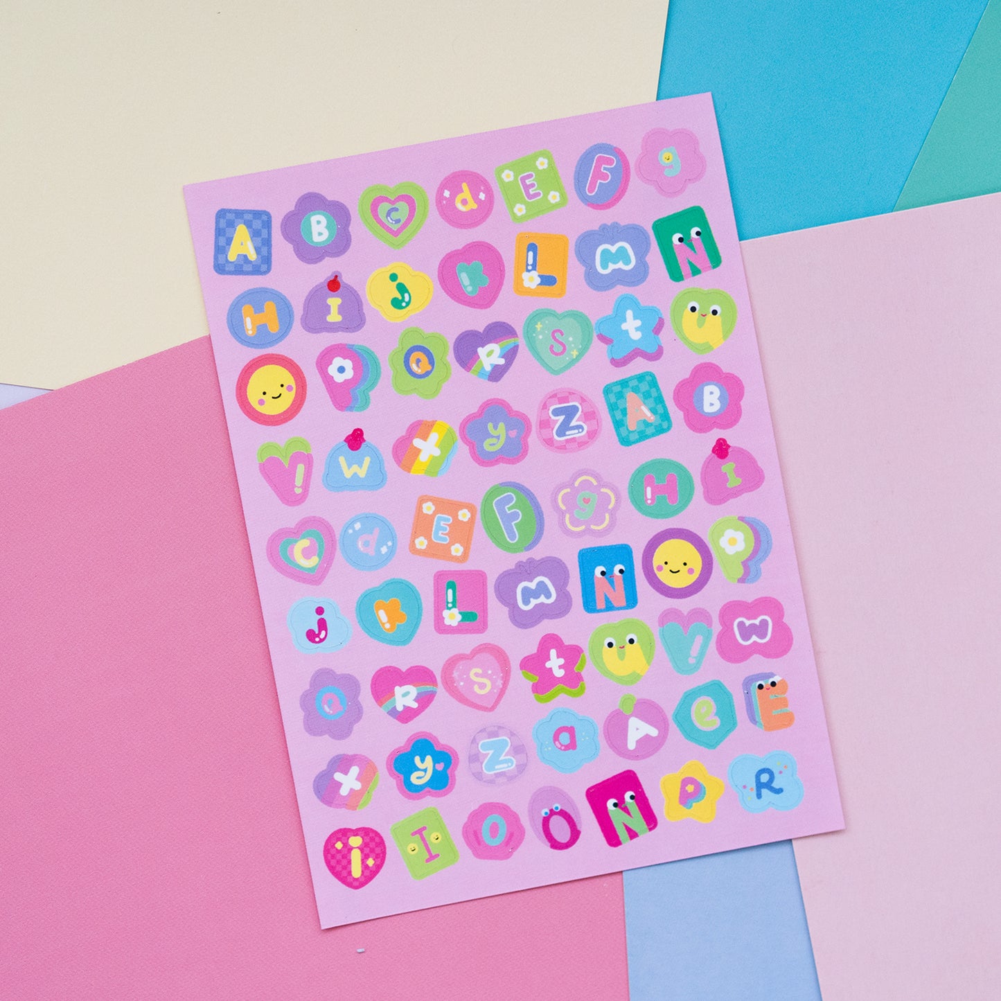 *new* Pastel Abstracts Alphabet Stickers Deco Journal Sticker Sheet