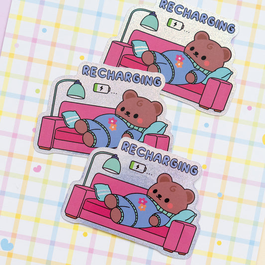*new* Recharging Holographic Finish Die-Cut Sticker
