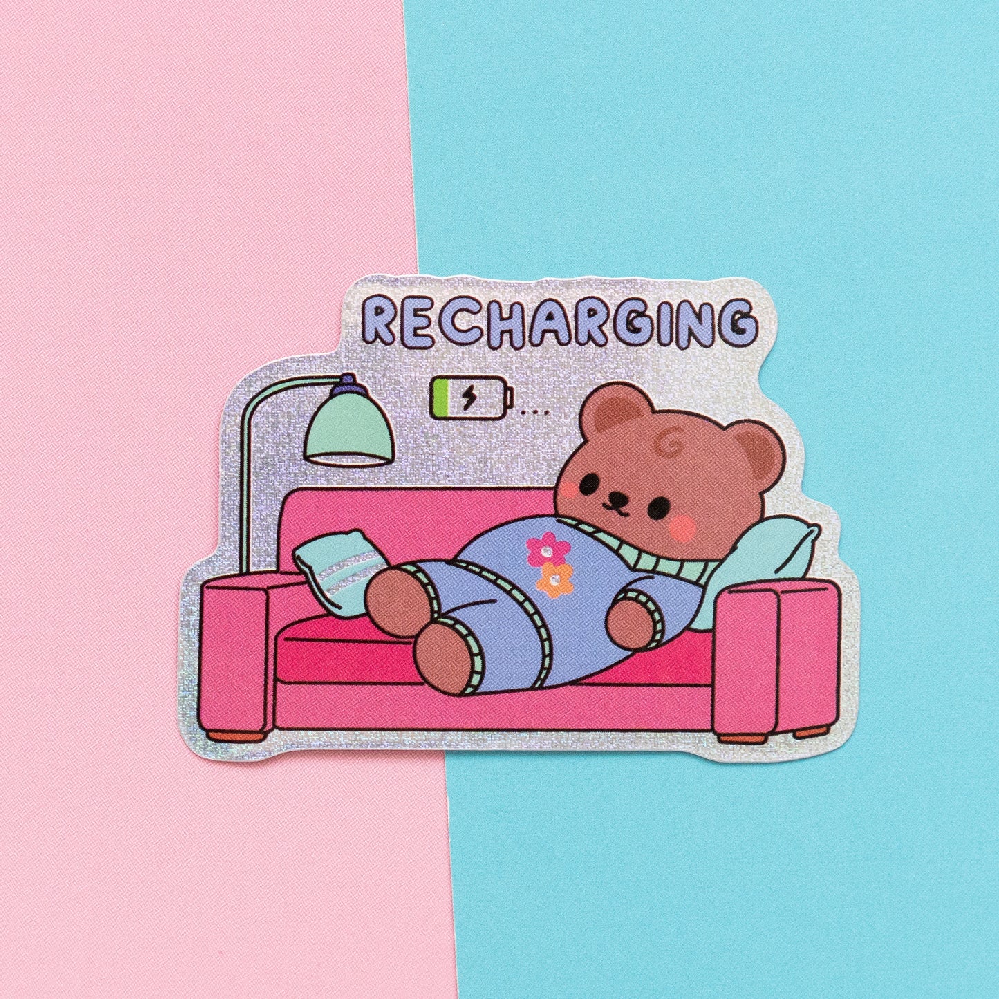 Recharging Holographic Finish Die-Cut Sticker