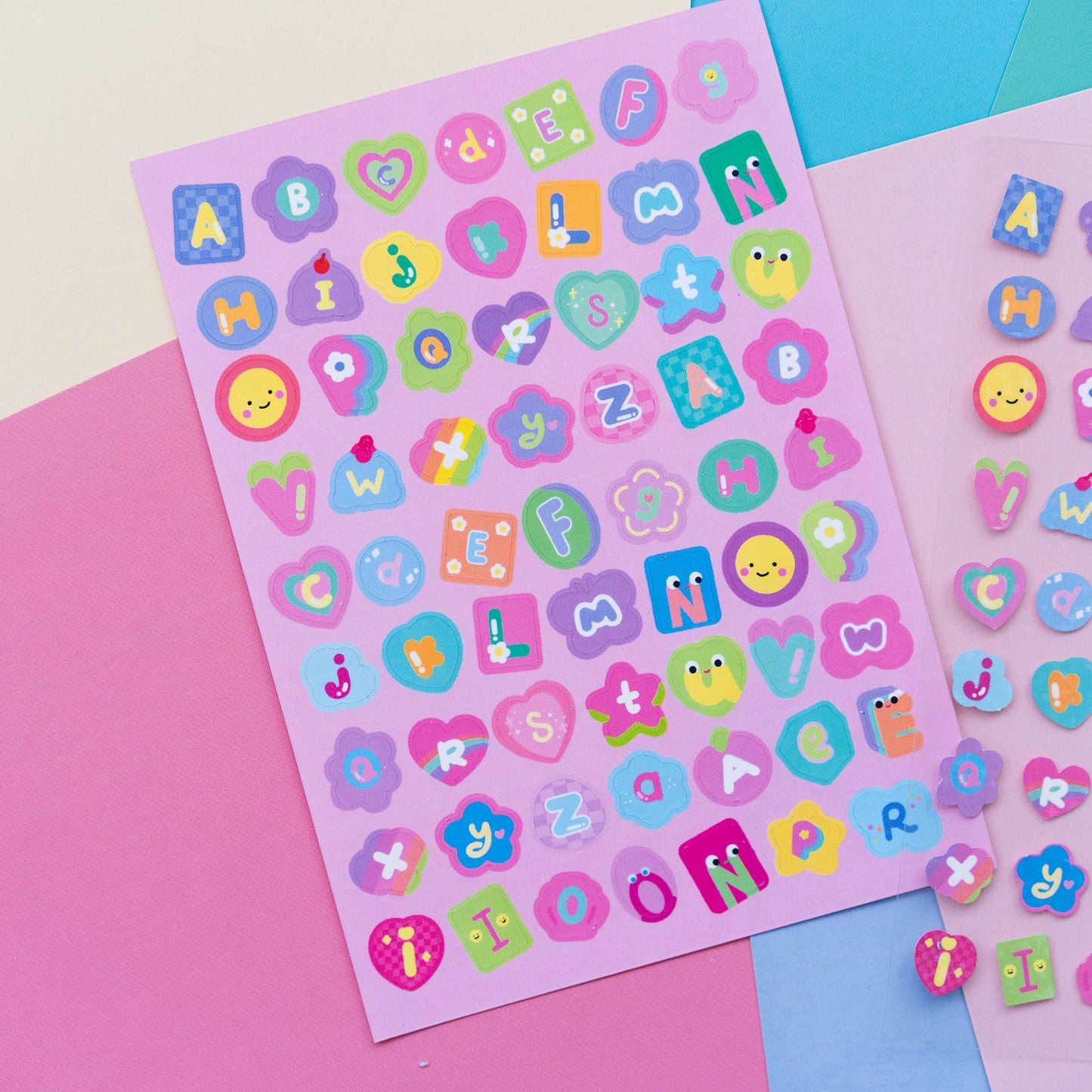 *new* Pastel Abstracts Alphabet Stickers Deco Journal Sticker Sheet