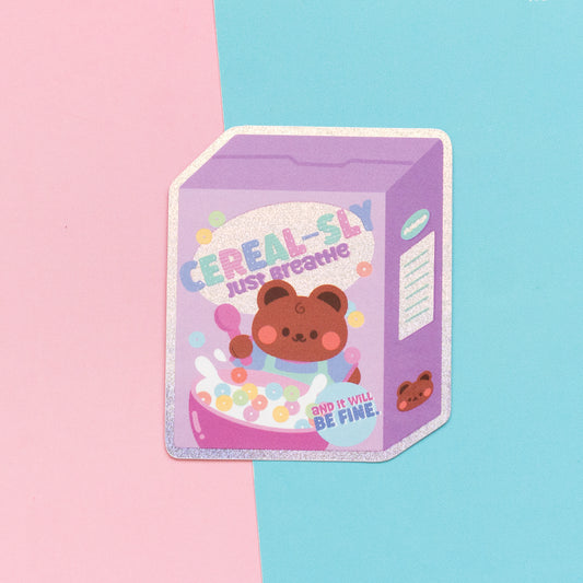 *new* Cereal-sly Just Breathe Holographic Finish Die-Cut Sticker