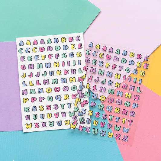 Colourful Y2K Alphabets Journal Sticker Sheet