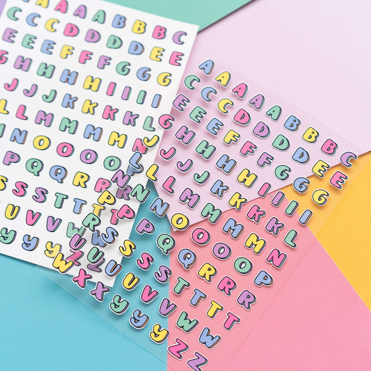 Colourful Y2K Alphabets Journal Sticker Sheet