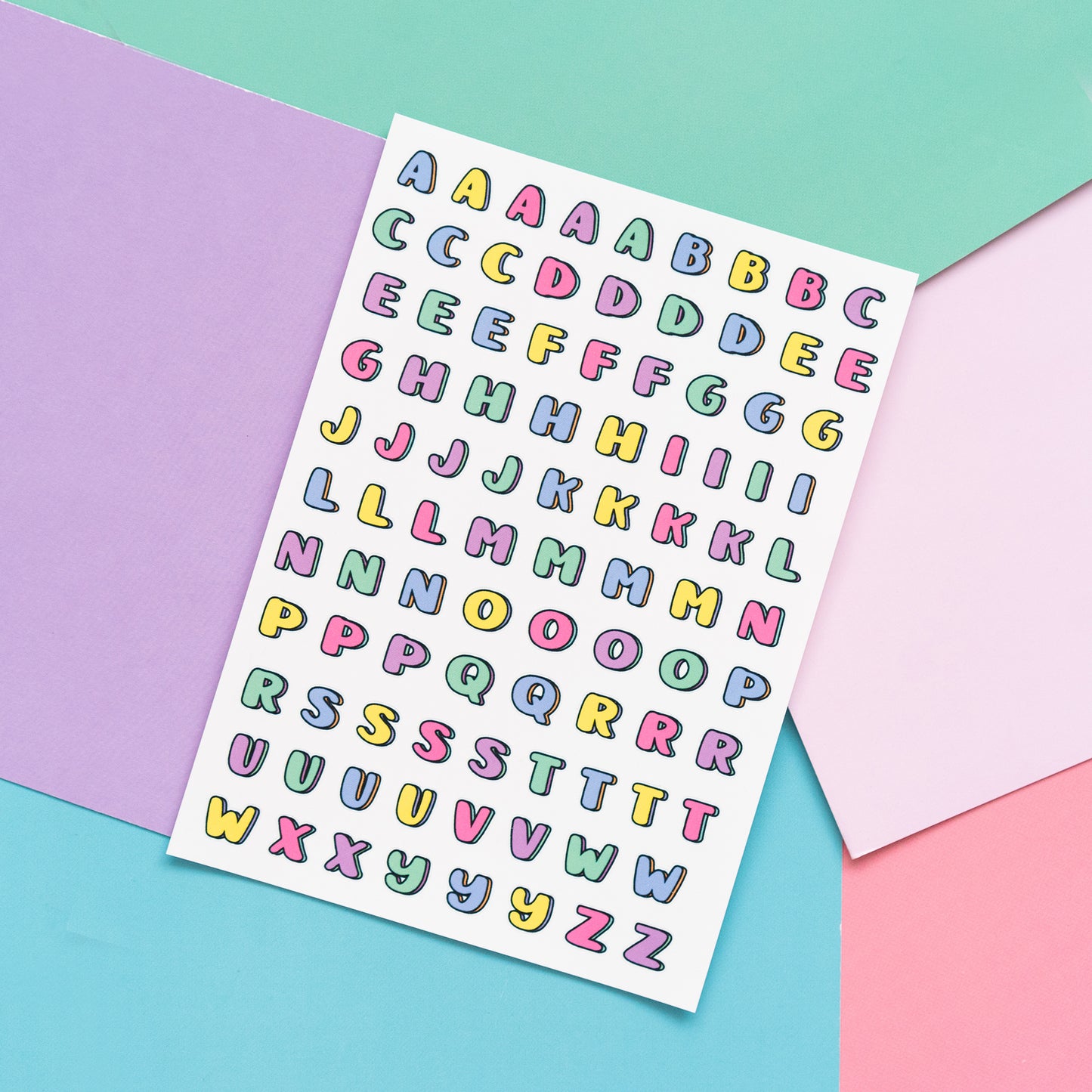 Colourful Y2K Alphabets Journal Sticker Sheet