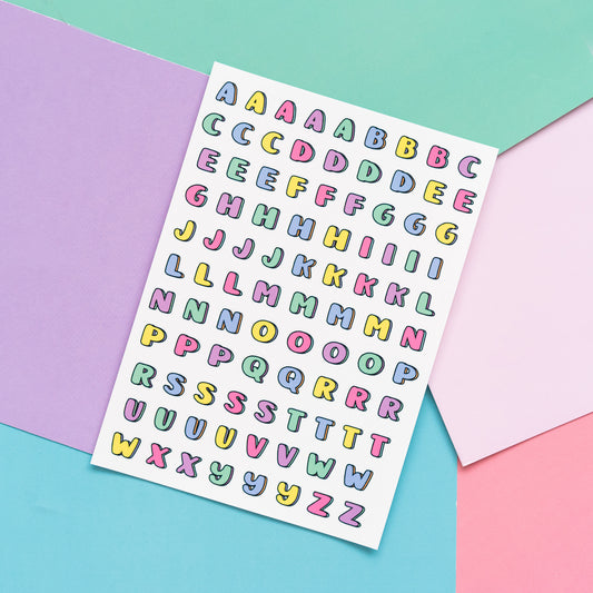 *New* Colourful Y2K Alphabets Journal Sticker Sheet