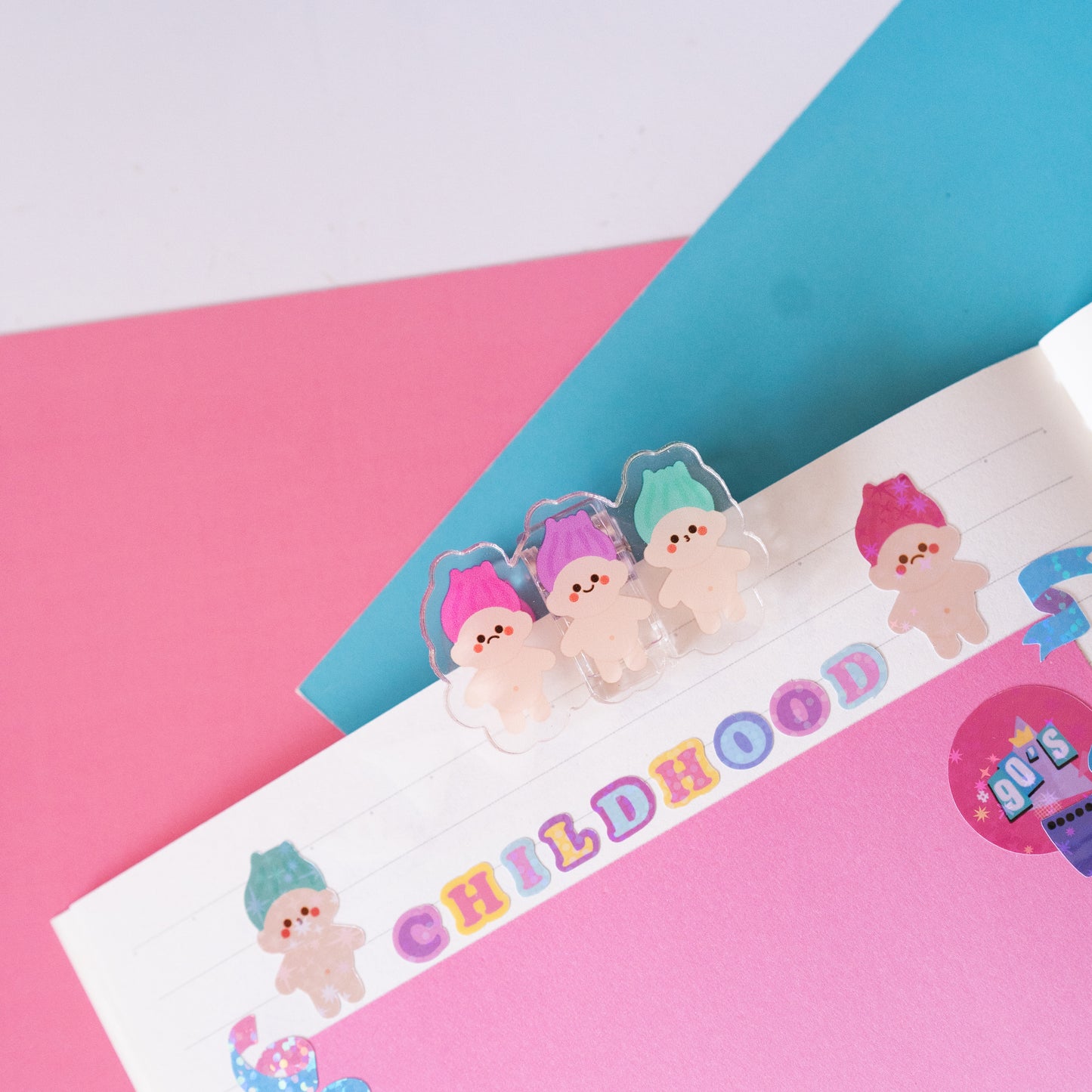 Baby Trolls Trio Acrylic Paper Clip