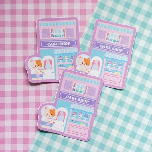 Space Nyan's Cake Shop Frosted Finish Die-Cut Sticker