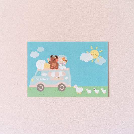 Darekuma and Space Nyan Ice Cream Truck Postcard / Print